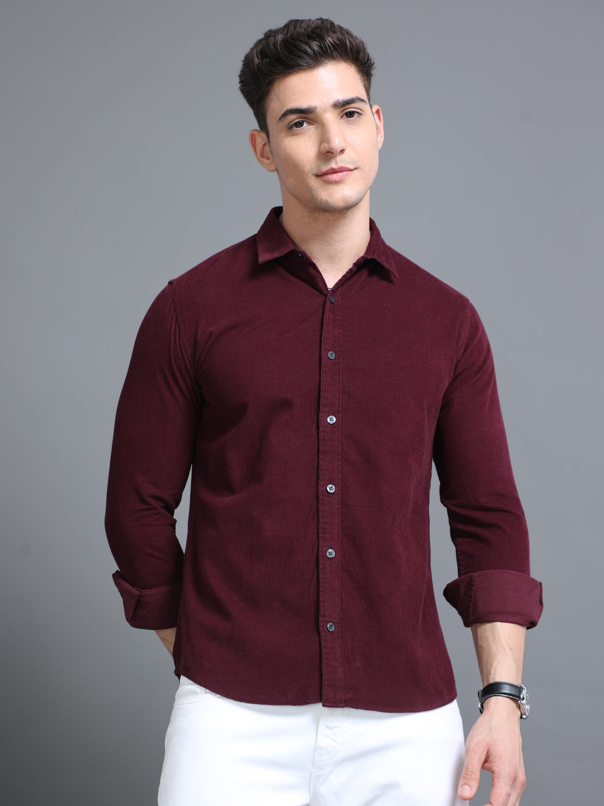 Velveteen Maroon Corduroy Shirt